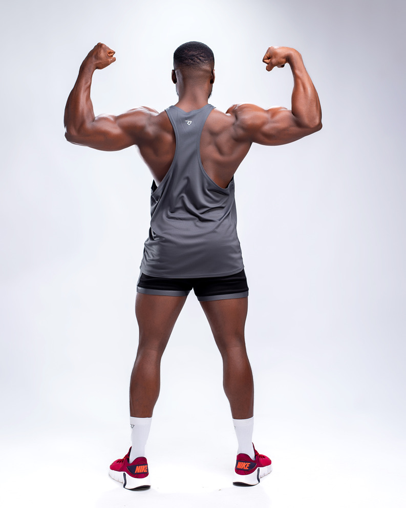 Grey Tank Top & Black Shorts - Image 2