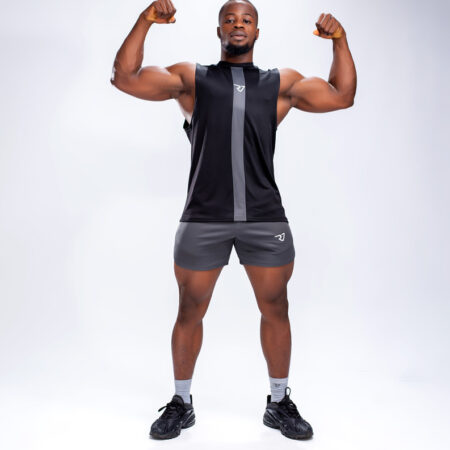 Black Tank Top & Grey Shorts