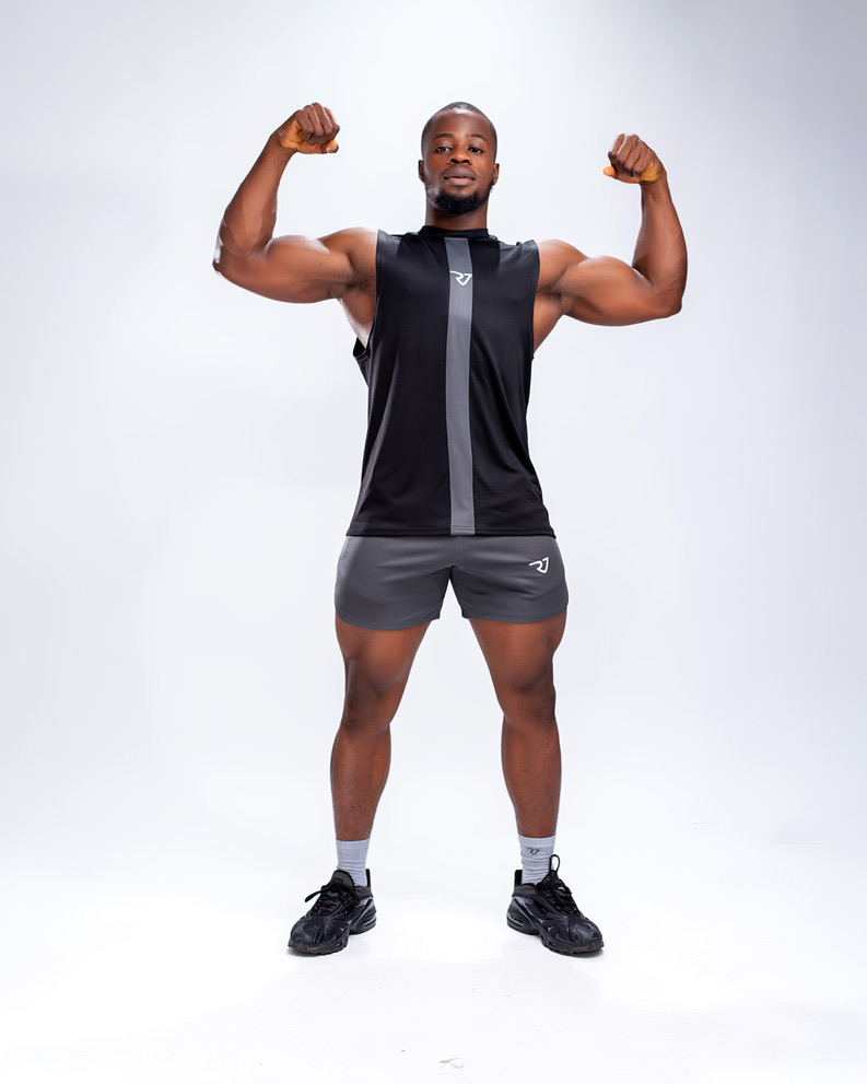 Black Tank Top & Grey Shorts