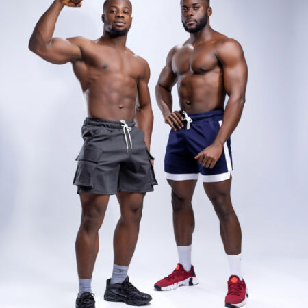 Ash & Navy Blue Shorts Duo Set