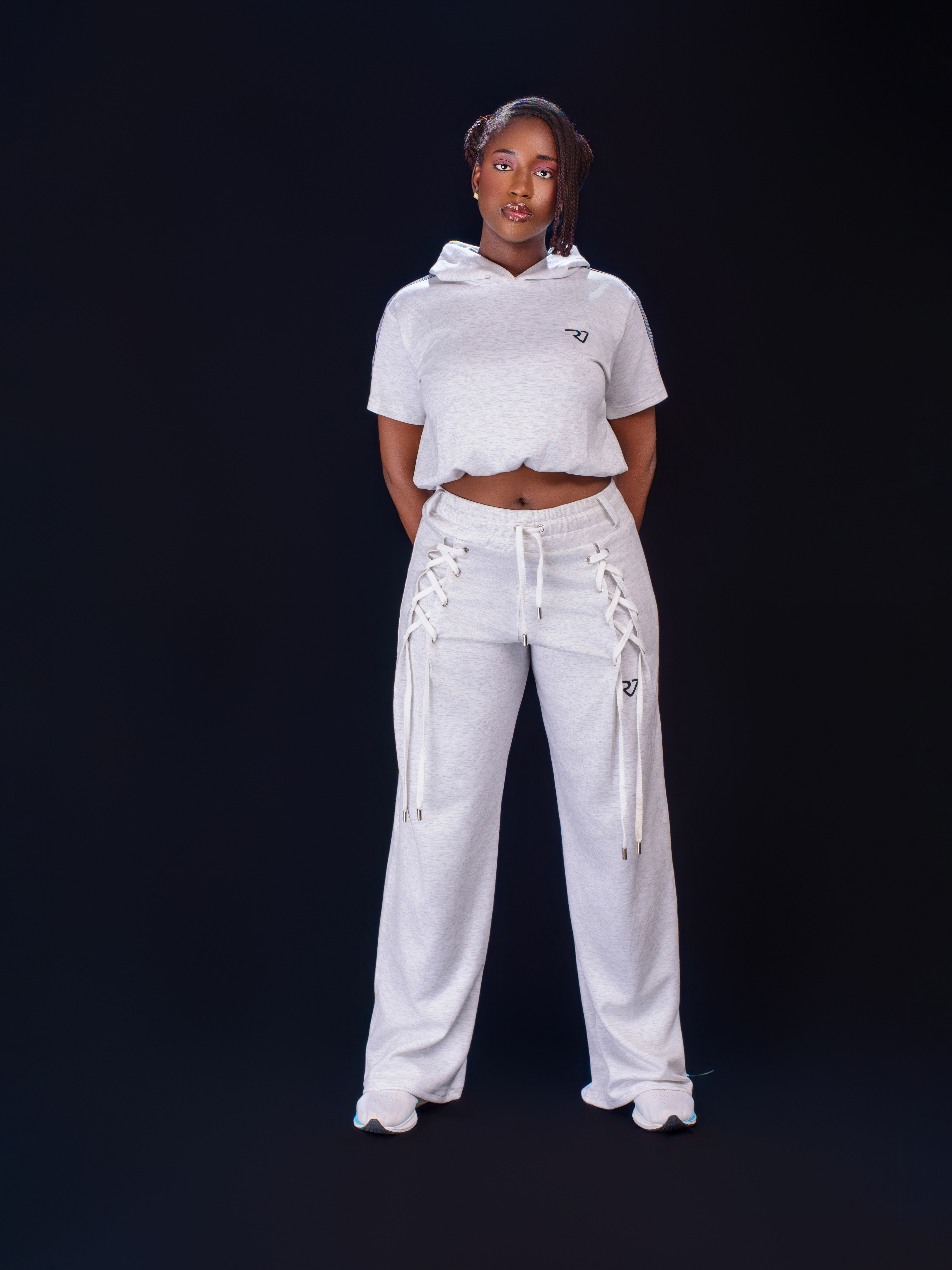 Short- Sleeve Hoodie and Laced Joggers
