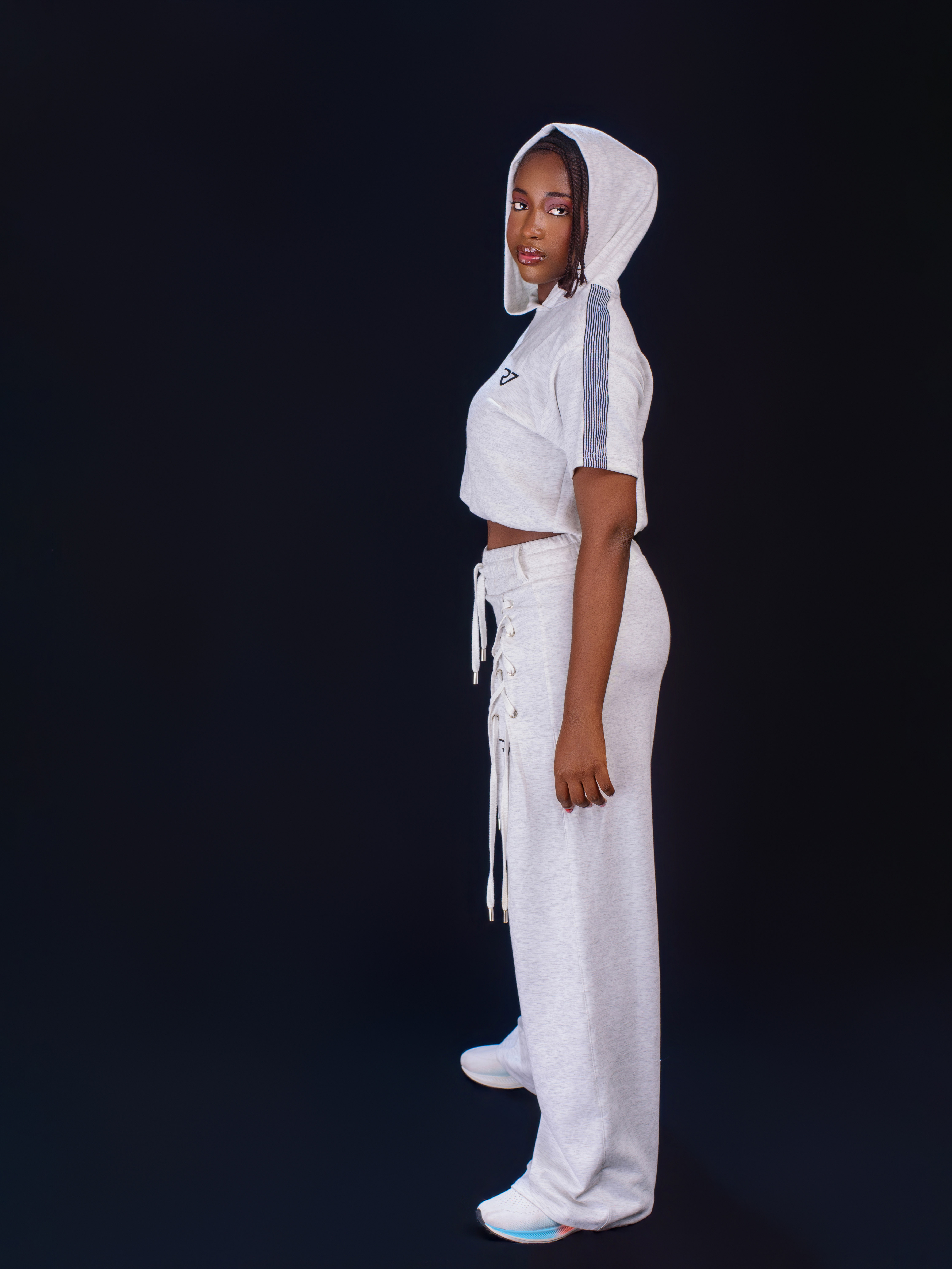 Short- Sleeve Hoodie and Laced Joggers - Image 2
