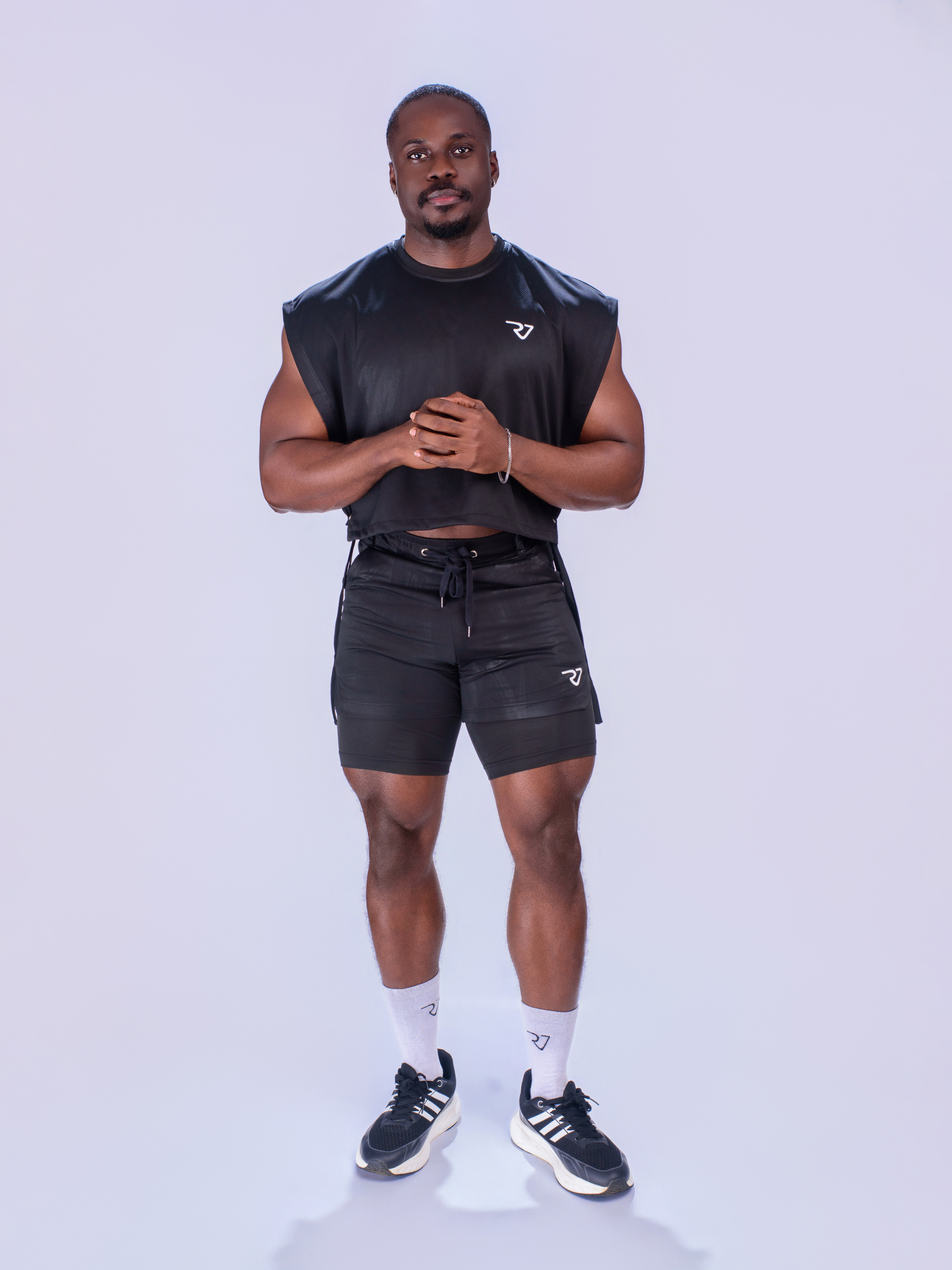 Men Cropped top and compression shorts