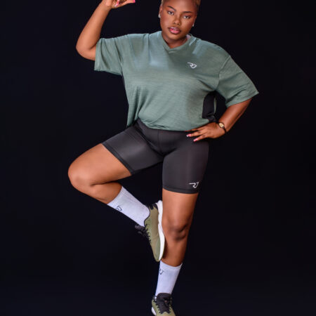 Oversized top and compression tights